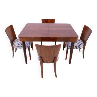 Table avec chaises conçue par J. Halabal dans les années 1930, Tchécoslovaquie.