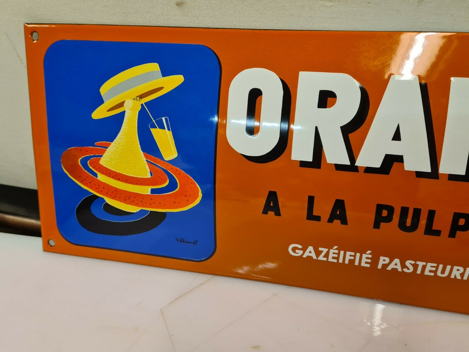 ORANGINA enamelled plate