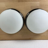 Pair of opaline and metal wall lights