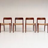 Refurbished set of 4 Model 75 chairs by Niels Møller, 1960s