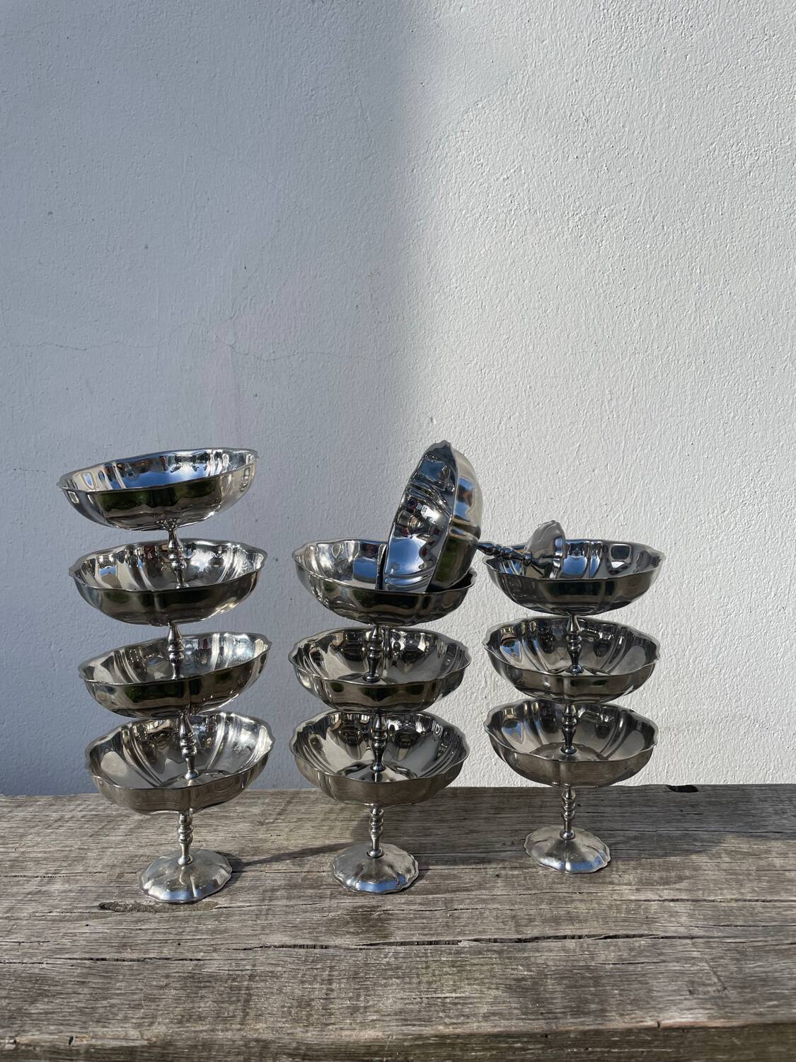 11 stainless steel cups / bowls 1970