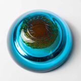 Murano ashtray blue orange bubble