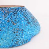 Ceramic fruit bowl with turquoise blue sea foam enamels, 1950