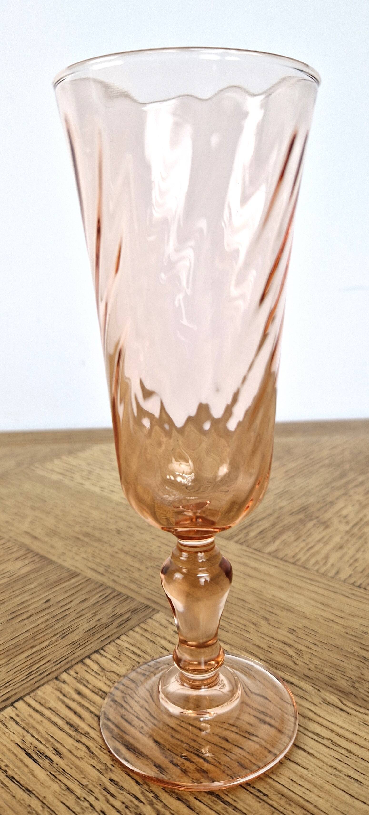 8 vintage Rosaline champagne flutes h16.3 cm