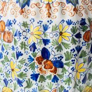 Polychrome Dutch Delft Table Lamp, Tichelaar Makkum, with New Loose Pleat Silk Shade