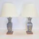 Vintage Asian Table Lamps in Pewter and Brass, 1950s, Set of 2