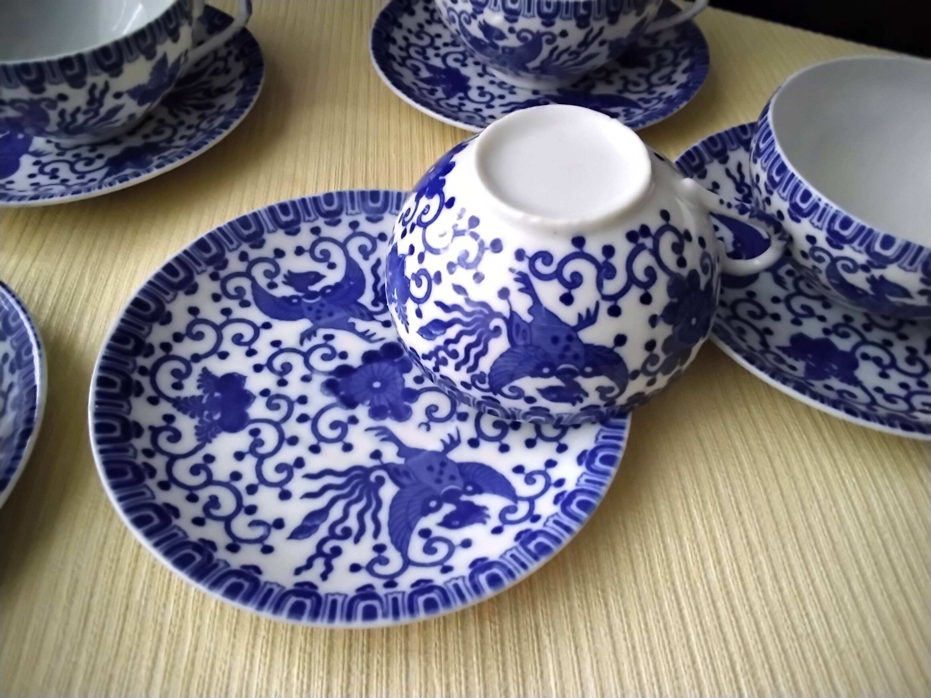 5 Japanese porcelain tea or coffee cups, Phoebus model