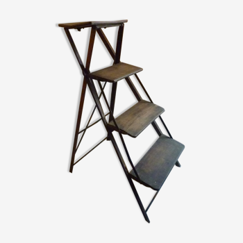 Industrial workshop stepladder in metal and wood