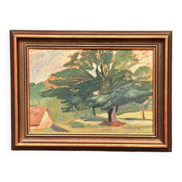 Huile su panneau suédoise – “Arbre majestueux” par Erling Lundquist