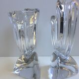 Pair large candlesticks crystal candlesticks cristallerie de lorraine