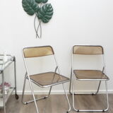 2 chairs folding plexiglass smoked
