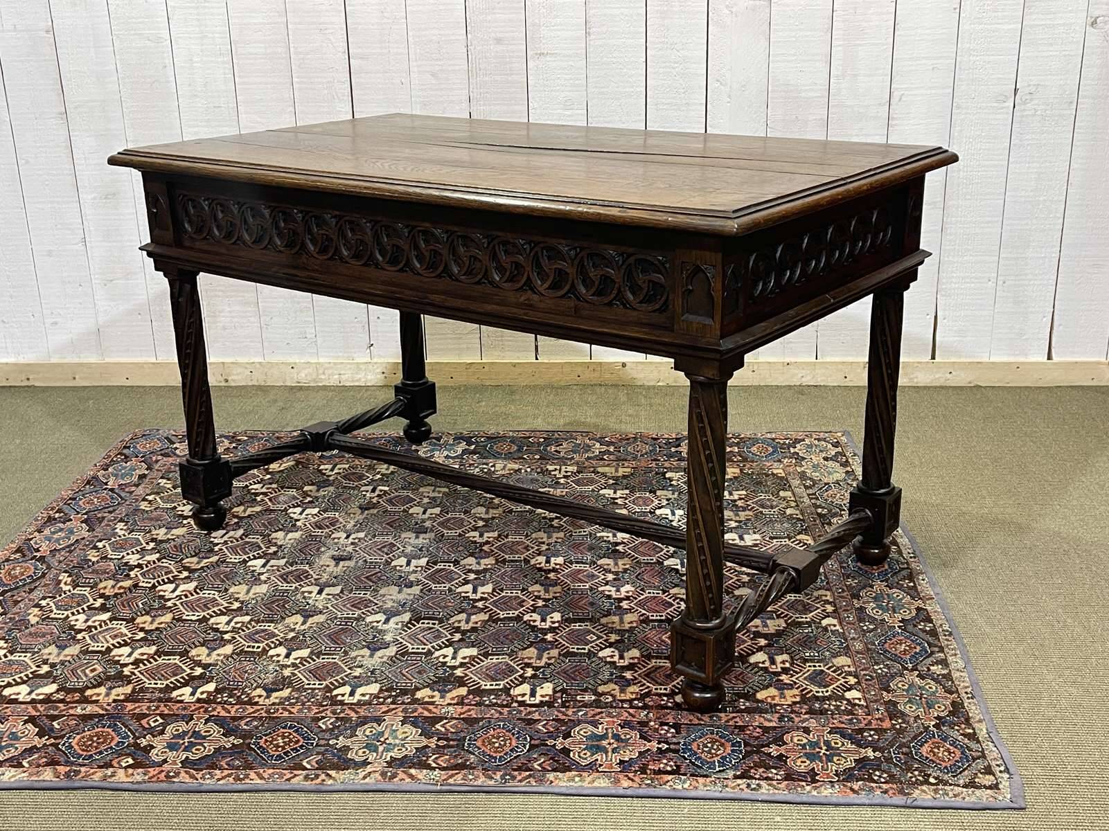 Late 19th century Gothic style oak desk
