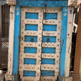 Old Indian door in old teak, piece and patina of origin