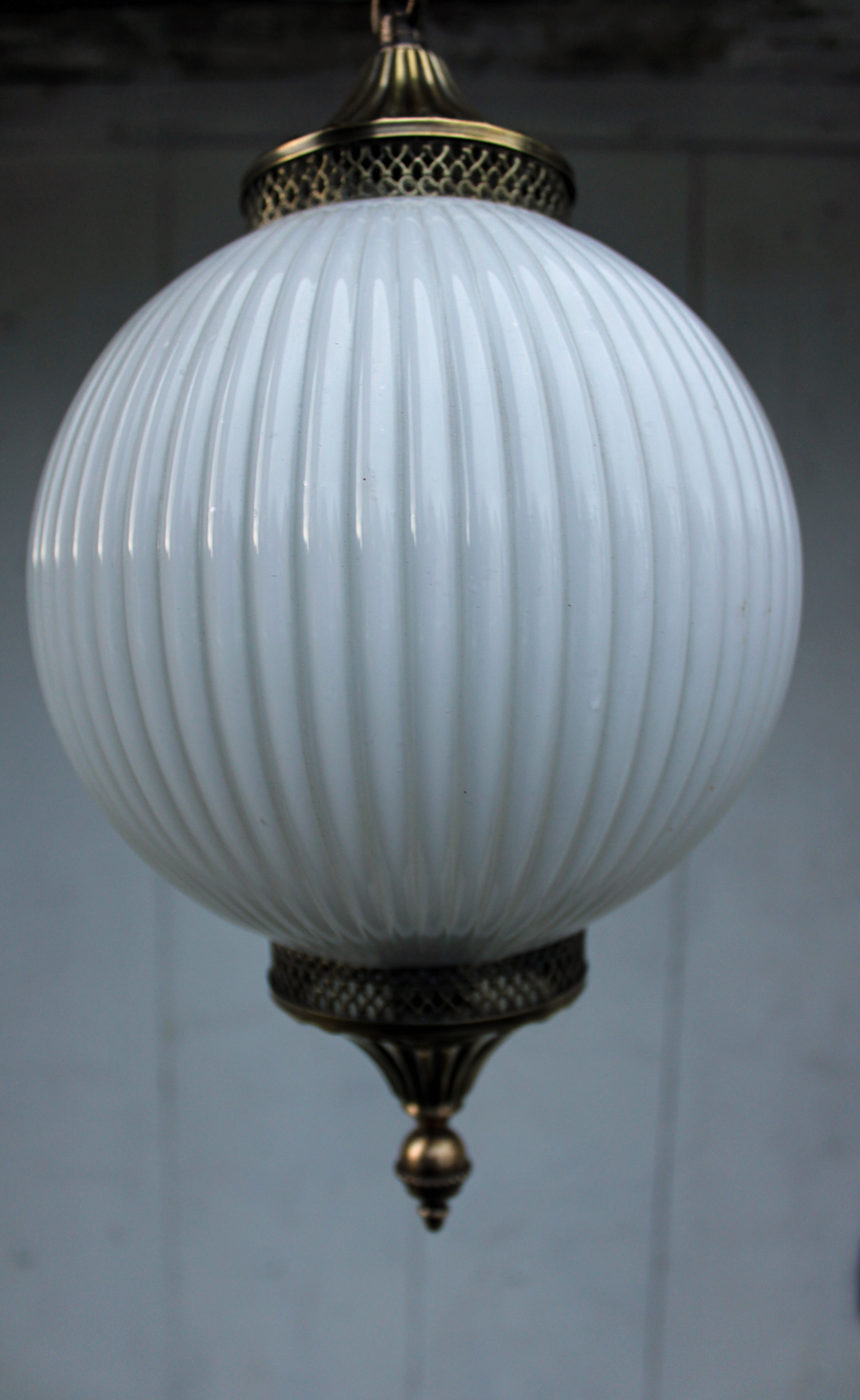 Italian brass and opaline hanging