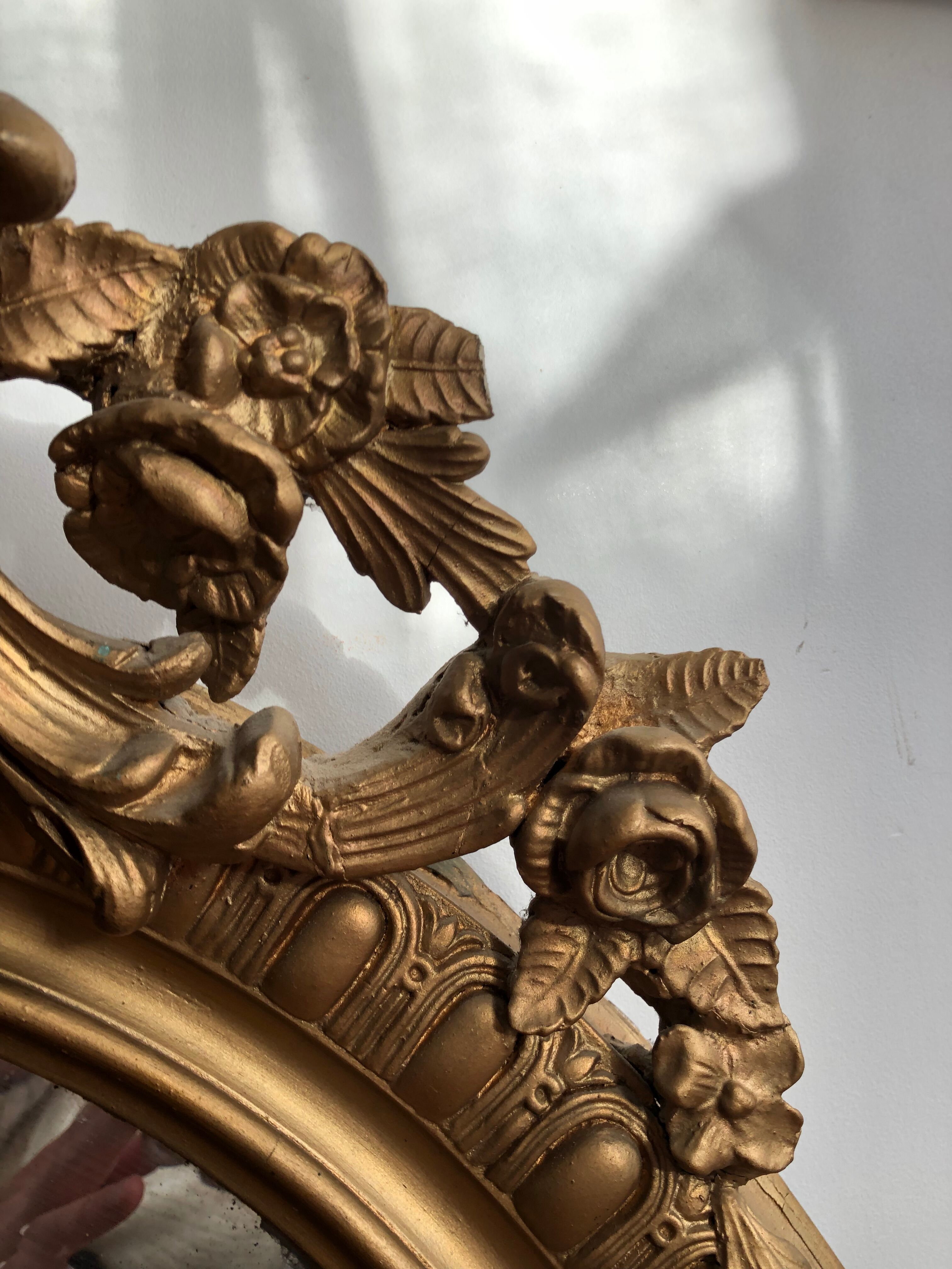 Oval mirror with pediment, 100x70 cm