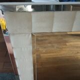 Large vintage tufted velvet mirror