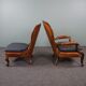 Unique antique set of 2 sheepskin leather armchairs
