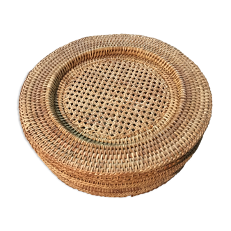 Lot de 6 sous-assiettes en rotin