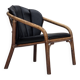 1970s, Danish armchair, rattan, black artificial leather.