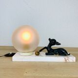 Lampe art déco faon laiton et marbre