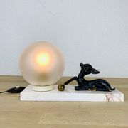 Lampe art déco faon laiton et marbre