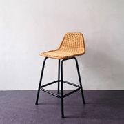 Low model stool of wicker and metal by Rohé Noordwolde, The Netherlands 1960's