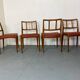 Chaises de salle à manger danoises en teck et cuir du milieu du siècle par Johannes Andersen pour Uldum Møbelfabrik, années 1950, lot de 4