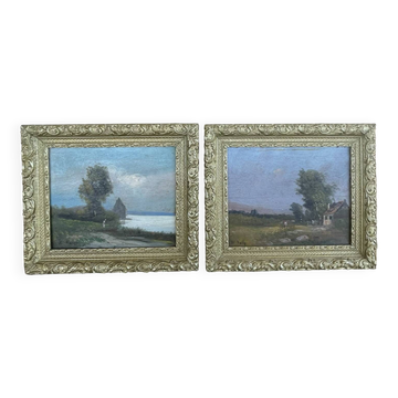 Two paintings on wood by W. Nelly.