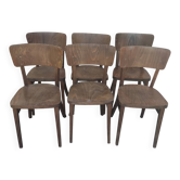 6 chaises bistrot thonet czechoslovakia vintage année 50