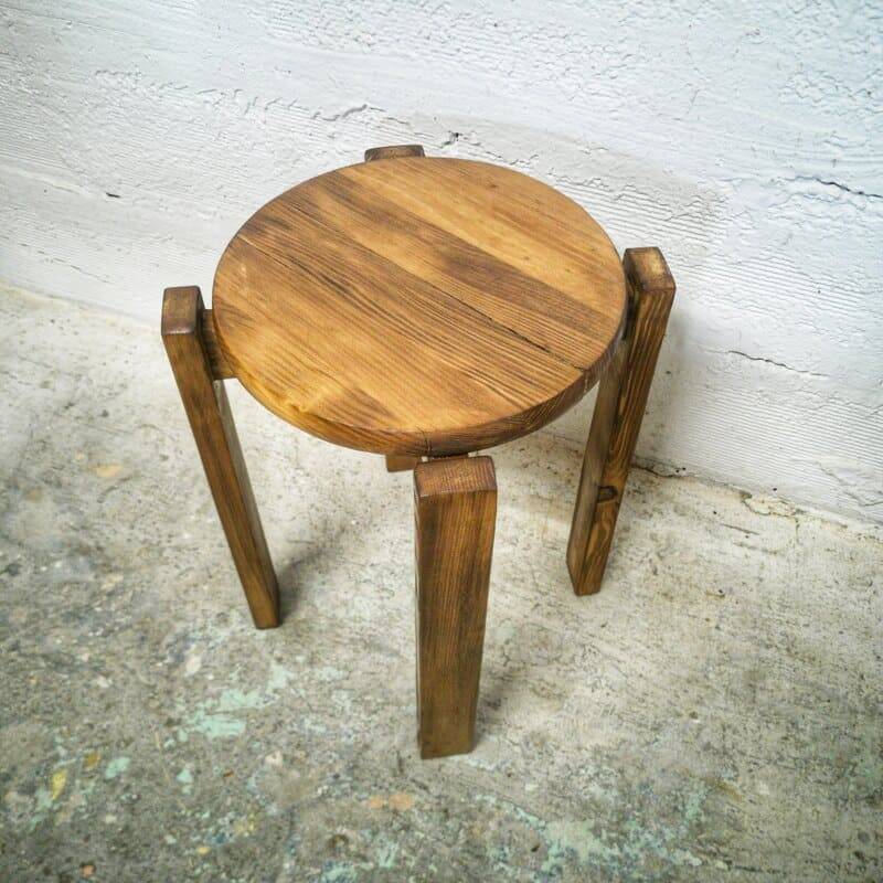 Brutalist pine stool