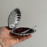 Silver-plated metal shell butter dish