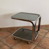 Coffee table or serving trolley on wheels. 1970. Space age.