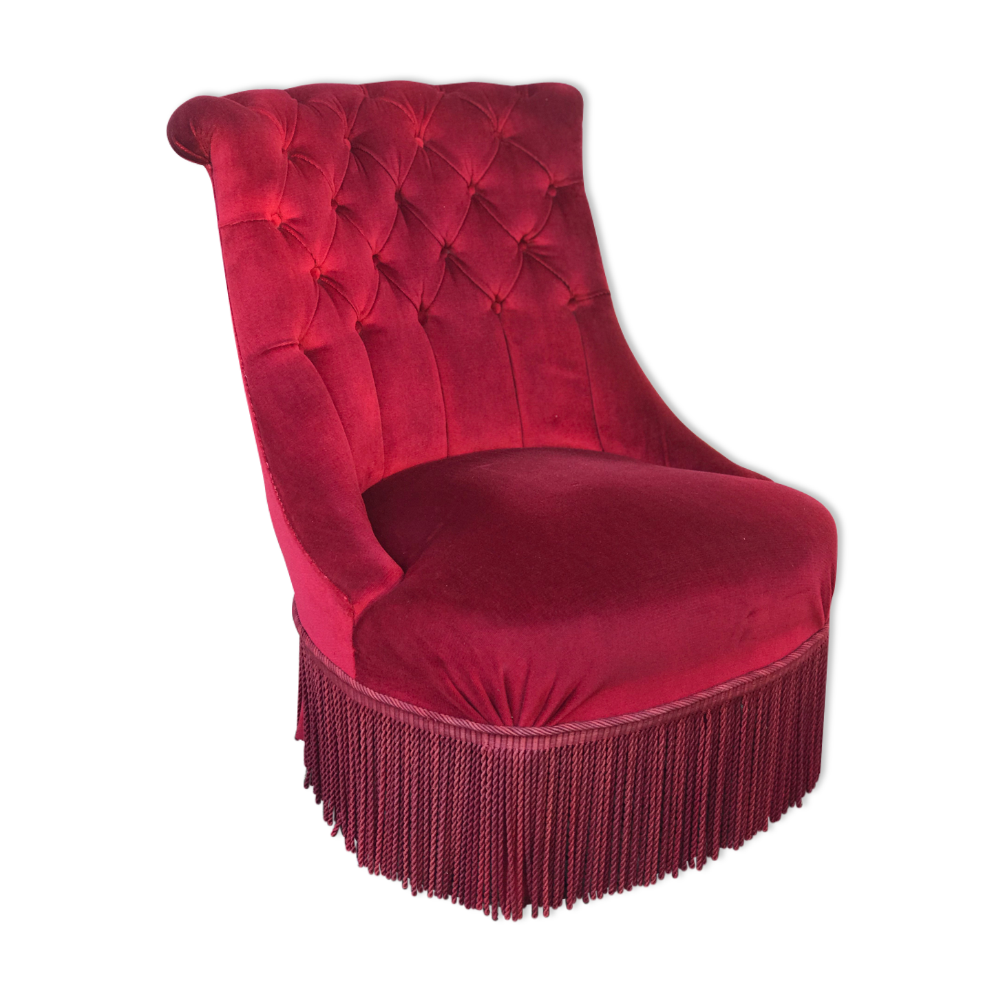 Red velvet toad chair