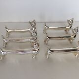 Set of 6 door silver metal knives