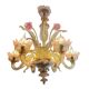 Venetian glass chandelier with pink and gold floral decoration – 6 lights