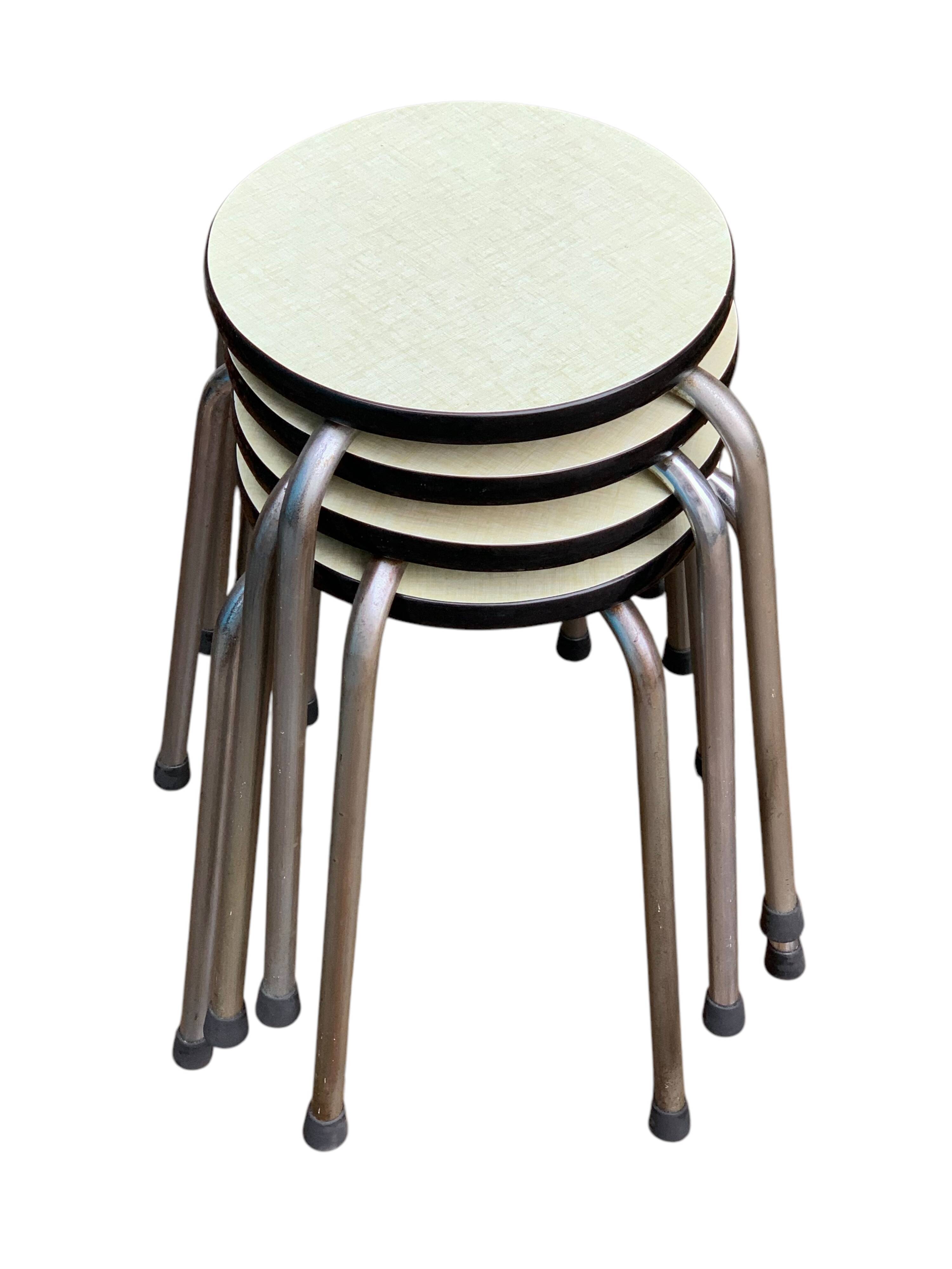 Vintage stackable stools Formica beige 1960