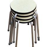 Vintage stackable stools Formica beige 1960