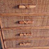 Vintage rattan chest of drawers circa 70s