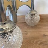 Lustre vintage 3 feux chromé globes verre