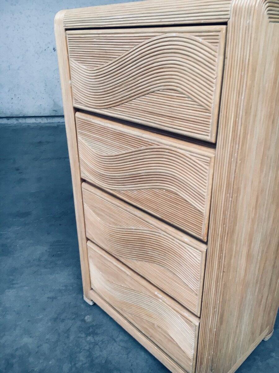 Vintage Rattan High Chest of Drawers, 1980s