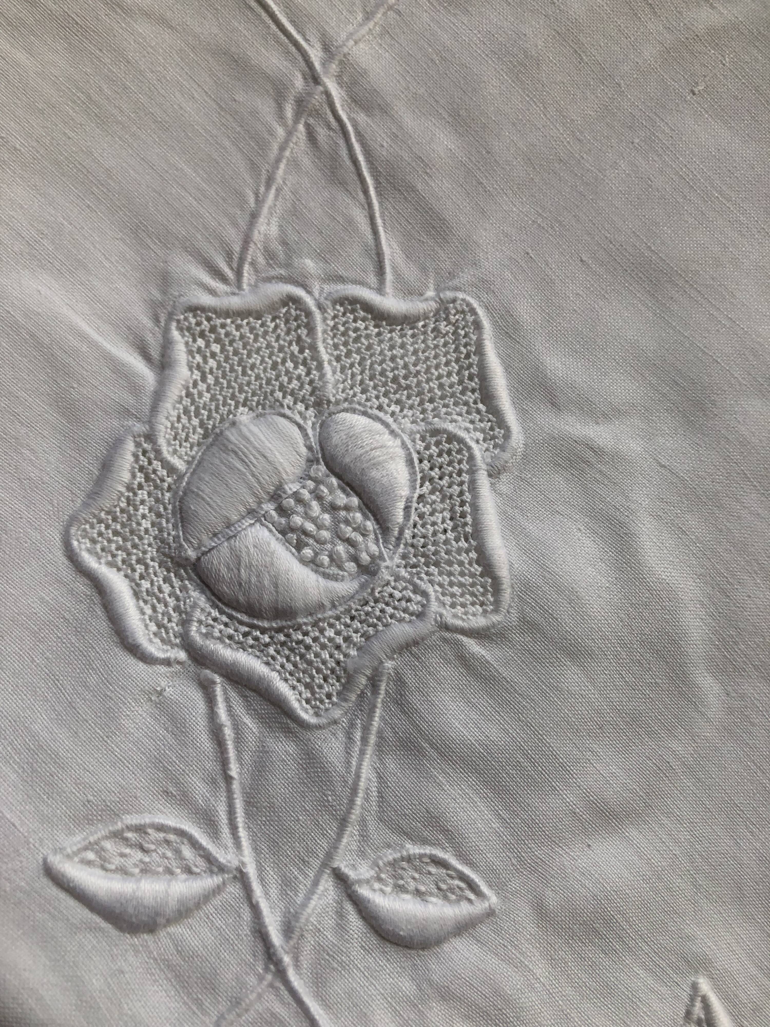 Embroidered linen tablecloth