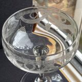 6 ½ crystal guilloché champagne glasses – Art nouveau