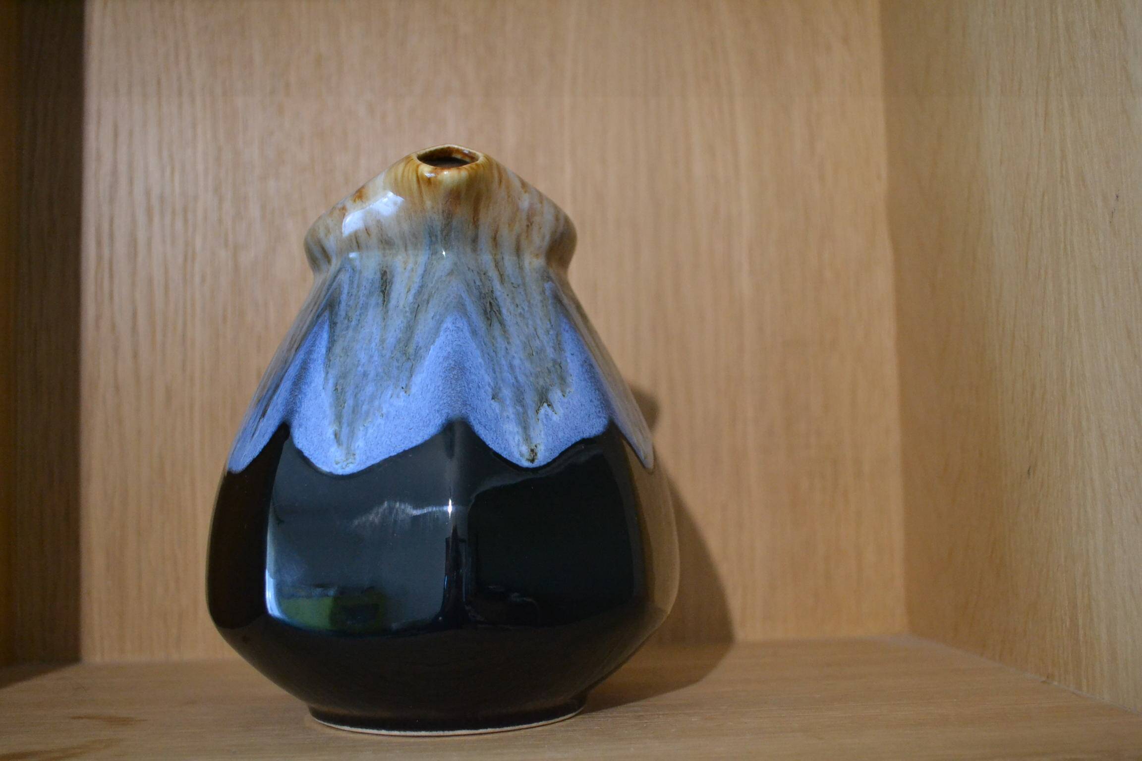 Blue flamed stoneware jug