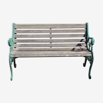 Garden cast iron bench with wooden slats