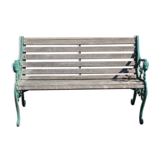 Garden cast iron bench with wooden slats