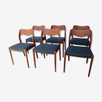 Suite de 6 chaises scandinaves de Niels Otto Moller modèle 71