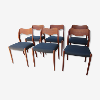 Suite of 6 Scandinavian chairs by Niels Otto Moller model 71