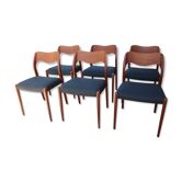 Suite of 6 Scandinavian chairs by Niels Otto Moller model 71