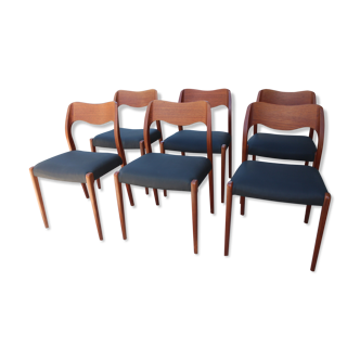 Suite of 6 Scandinavian chairs by Niels Otto Moller model 71