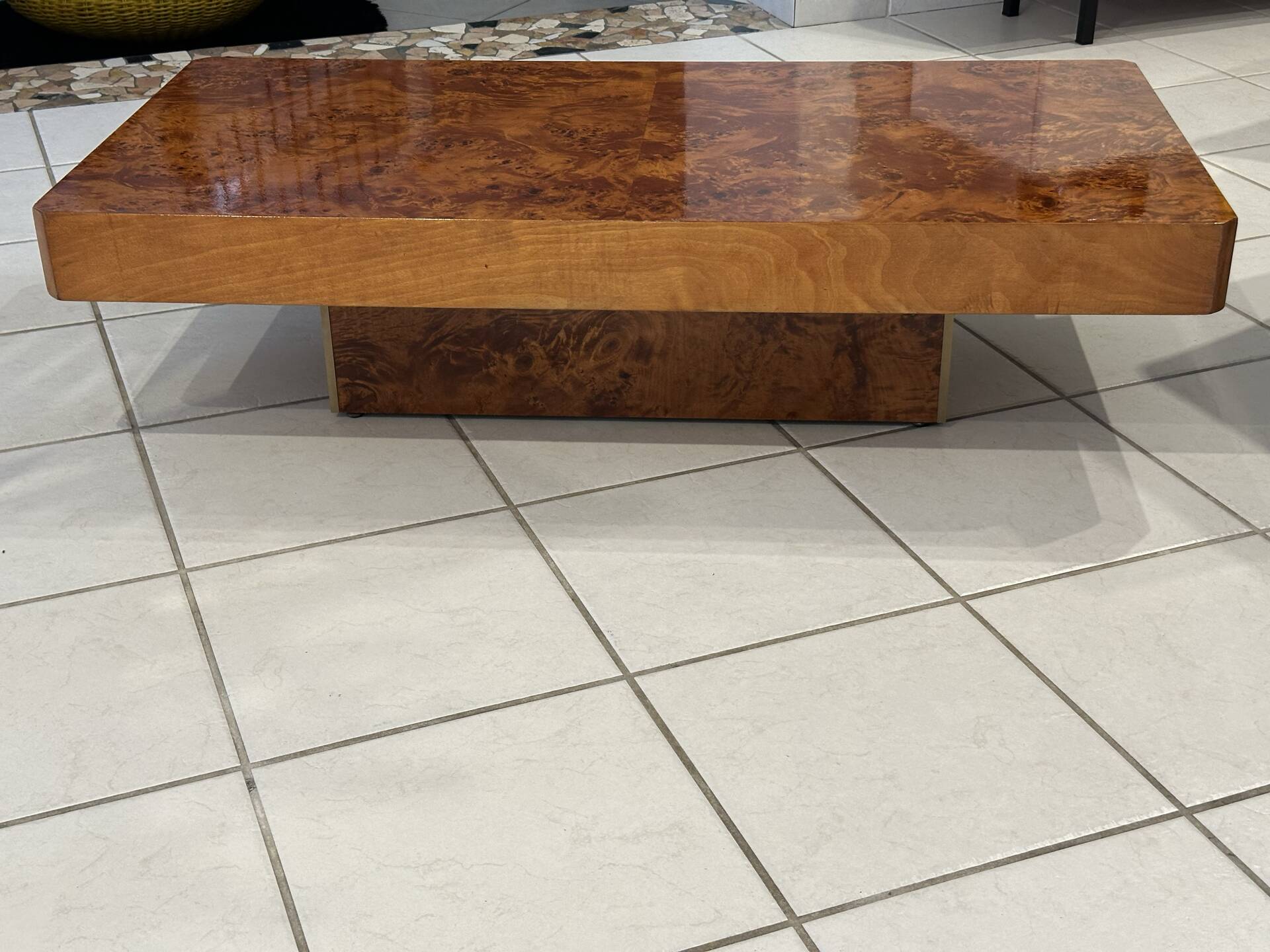 Vintage 1970s Elm Burl Coffee Table